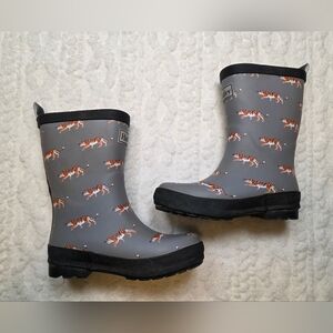 🐯 Hatley Tiger Print Rain Boots | Kids Size 12 | Gray & Orange 🌧️🧡